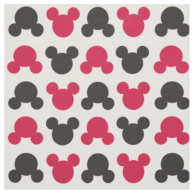 Mickey Mouse | Black and Red Pattern Fabric (Swatch)