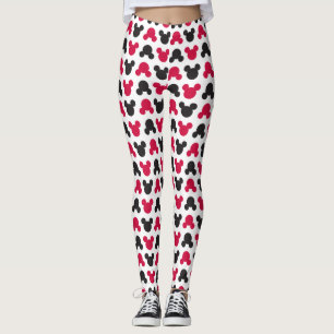 Mickey Mouse   Black and Red Pattern Leggings