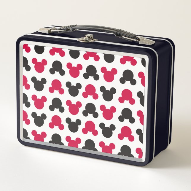 Mickey Mouse | Black and Red Pattern Metal Lunch Box (Front)