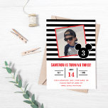 Mickey Mouse | Black & White Stripe Photo Birthday Invitation<br><div class="desc">Oh Toodles! Invite all your family and friends to your Mickey Mouse themed Birthday Party with these black and white striped birthday invitations. Personalize by adding your favourite photo.</div>