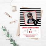 Mickey Mouse | Black & White Stripe Photo Birthday Invitation<br><div class="desc">Celebrate your little one’s special day with this stylish Mickey Mouse black and white stripe photo birthday invitation. Featuring a bold black and white striped design paired with a customizable space for your photo, this invitation combines timeless Mickey Mouse charm with modern sophistication. Perfect for a Mickey Mouse-themed birthday party,...</div>