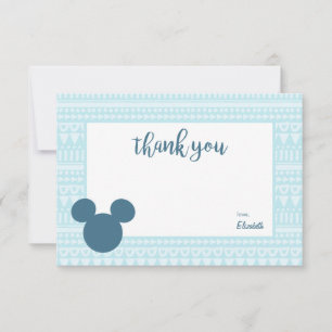 Mickey Mouse Blue Aztec Baby Shower - Thank You Card