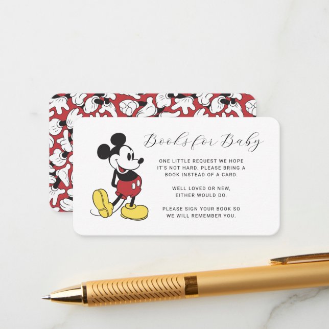Mickey Mouse Books for Baby Baby Shower Enclosure Card (Front/Back In Situ)