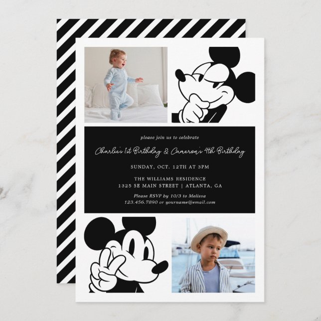 Mickey Mouse Boy's Joint Birthday Invitation (Front/Back)