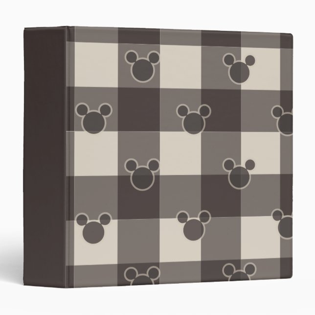 Mickey Mouse | Brown Plaid Pattern Binder (Front/Spine)