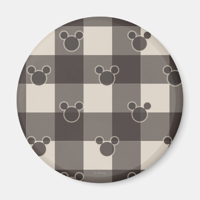 Mickey Mouse | Brown Plaid Pattern Magnet (Front)