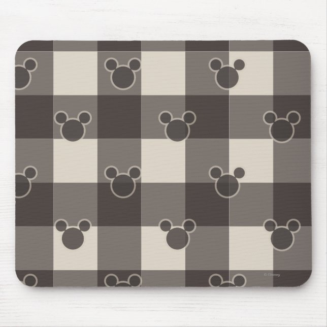 Mickey Mouse | Brown Plaid Pattern Mouse Pad (Front)