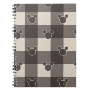 Mickey Mouse   Brown Plaid Pattern Notebook