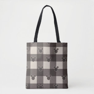 Mickey Mouse   Brown Plaid Pattern Tote Bag