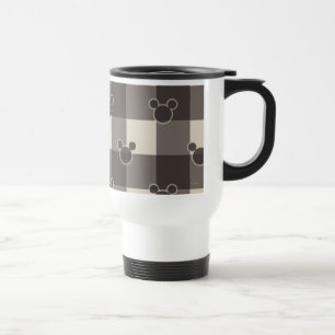 Mickey Mouse   Brown Plaid Pattern Travel Mug
