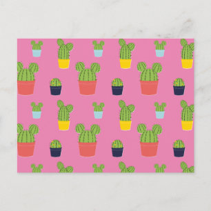 Mickey Mouse Cactus Icon Pattern Postcard