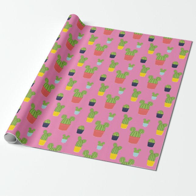 Mickey Mouse Cactus Icon Pattern Wrapping Paper (Unrolled)