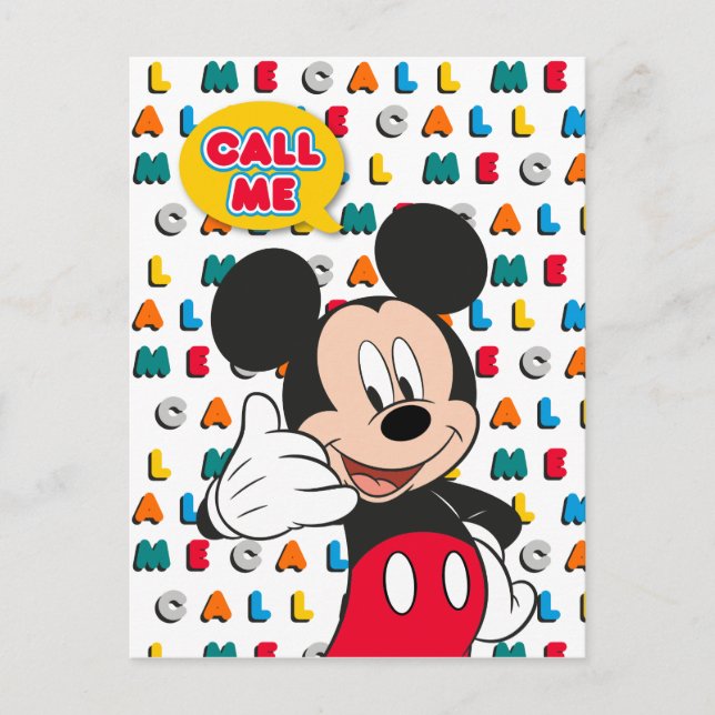 Mickey Mouse - Call Me Postcard (Front)