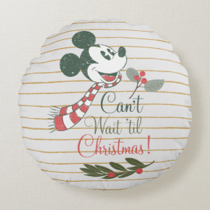 Mickey Mouse Can't Wait 'til Christmas! Round Pillow
