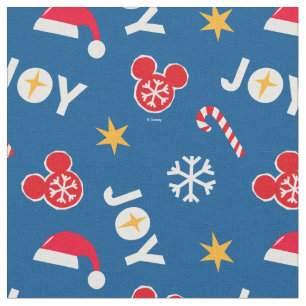 Mickey Mouse Christmas Blue Joy Pattern Fabric