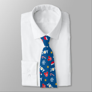 Mickey Mouse Christmas Blue Joy Pattern Tie