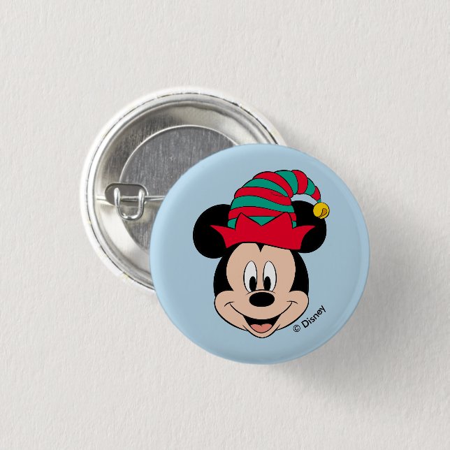 Mickey Mouse | Christmas Elf Hat 1 Inch Round Button (Front & Back)