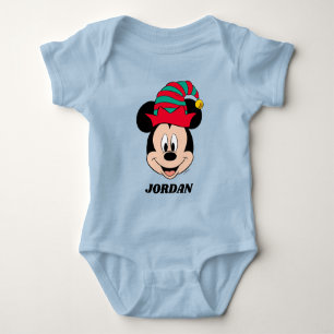 Mickey Mouse   Christmas Elf Hat Baby Bodysuit