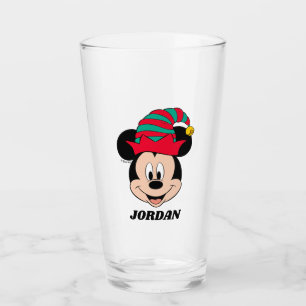Mickey Mouse   Christmas Elf Hat Glass