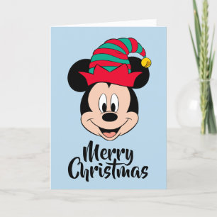 Mickey Mouse   Christmas Elf Hat Holiday Card