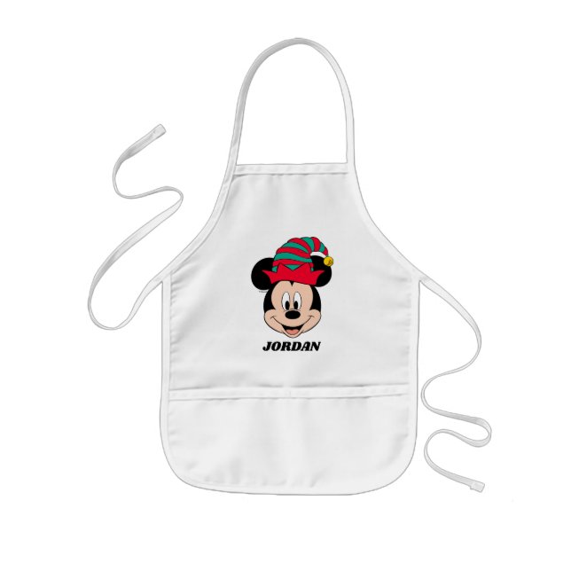Mickey Mouse | Christmas Elf Hat Kids Apron (Front)