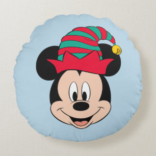 Mickey Mouse   Christmas Elf Hat Round Pillow