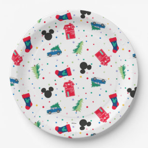 Mickey Mouse   Christmas Icon Pattern Paper Plate