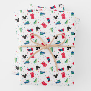 Mickey Mouse   Christmas Icon Pattern Wrapping Paper Sheet