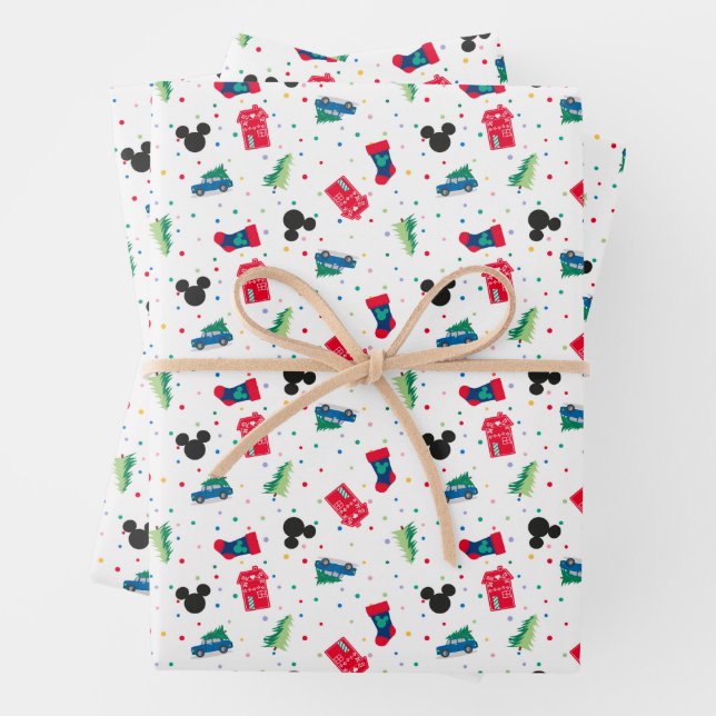 Mickey Mouse | Christmas Icon Pattern Wrapping Paper Sheet (In situ)