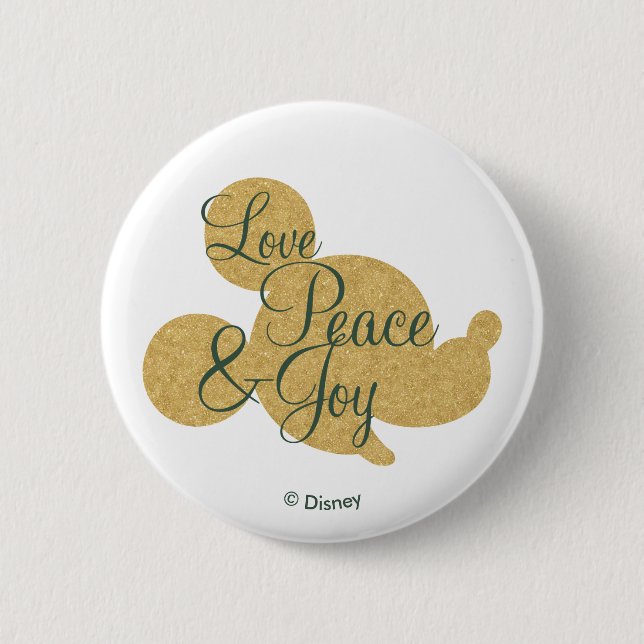 Mickey Mouse | Christmas Love, Peace & Joy 2 Inch Round Button (Front)