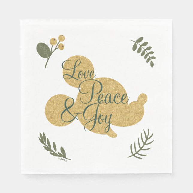 Mickey Mouse | Christmas Love, Peace & Joy Napkin (Front)