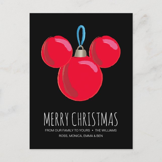 Mickey Mouse Christmas Ornament Holiday Postcard (Front)