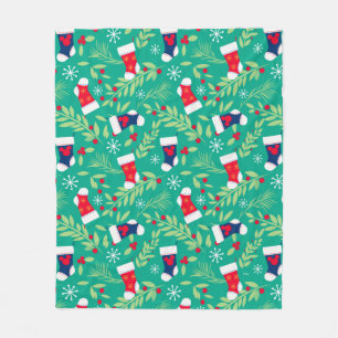 Mickey Mouse   Christmas Stockings & Holly Pattern Fleece Blanket