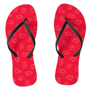 Mickey Mouse   Classic Icon Red Pattern Flip Flops