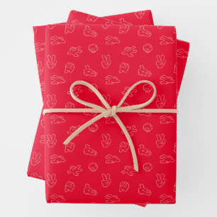 Mickey Mouse   Classic Icon Red Pattern Wrapping Paper Sheet