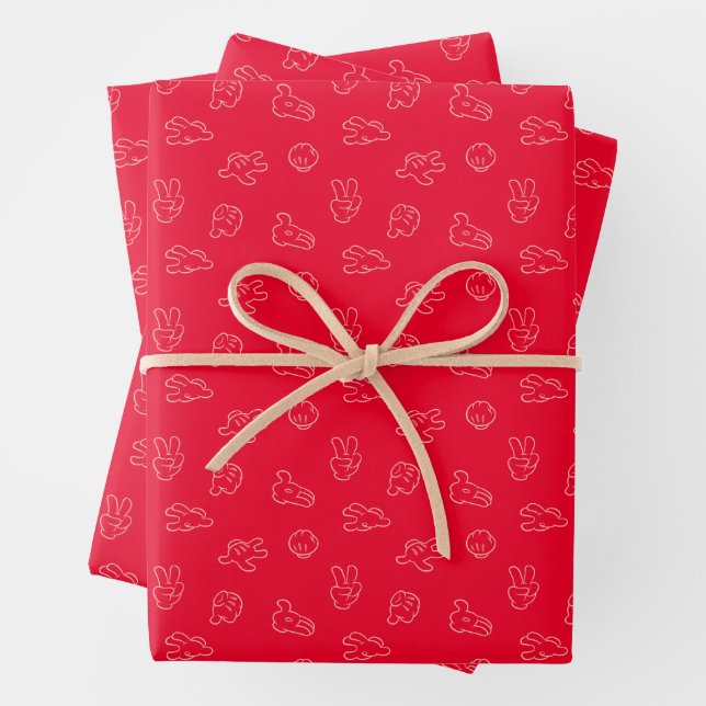 Mickey Mouse | Classic Icon Red Pattern Wrapping Paper Sheet (In situ)