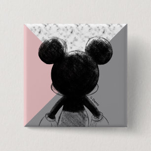 Mickey Mouse   Colour Block - Pink Grey Marble 2 Inch Square Button