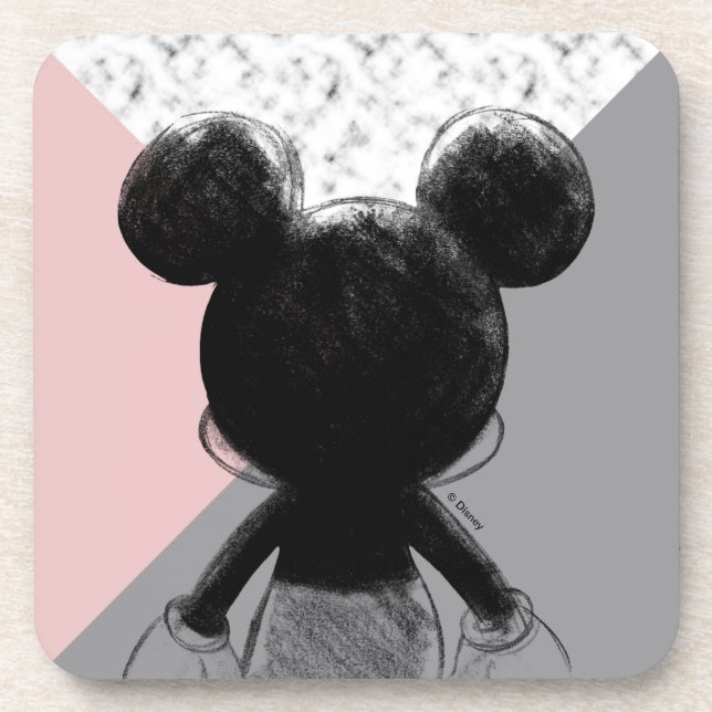 Mickey Mouse | Colour Block - Pink Grey Marble Coaster (Front)