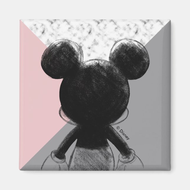 Mickey Mouse | Colour Block - Pink Grey Marble Magnet (Front)