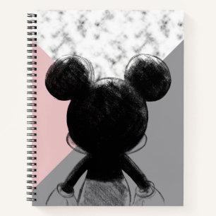 Mickey Mouse   Colour Block - Pink Grey Marble Notebook