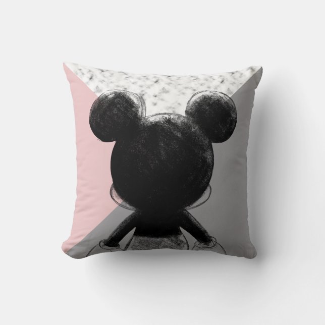 Mickey Mouse | Colour Block - Pink Grey Marble Throw Pillow (Front)