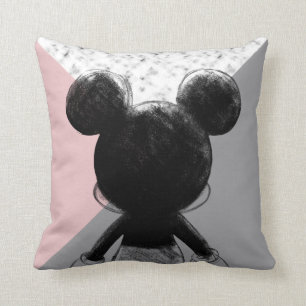 Mickey Mouse   Colour Block - Pink Grey Marble Throw Pillow