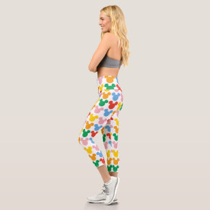 Mickey Mouse   Colourful Repeating Logo Capri Leggings