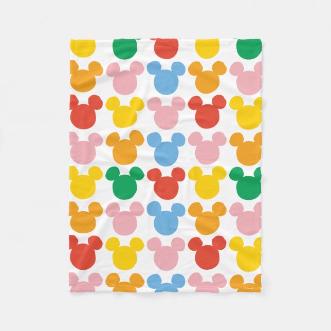 Mickey Mouse | Colourful Repeating Logo Fleece Blanket (Front)