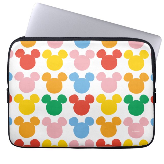 Mickey Mouse | Colourful Repeating Logo Laptop Sleeve (Front)