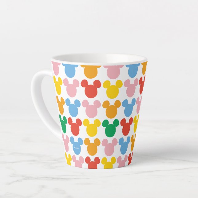 Mickey Mouse | Colourful Repeating Logo Latte Mug (Left Angle)