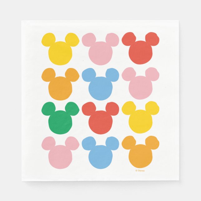 Mickey Mouse | Colourful Repeating Logo Napkin (Front)