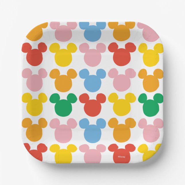 Mickey Mouse | Colourful Repeating Logo Paper Plate (Front)