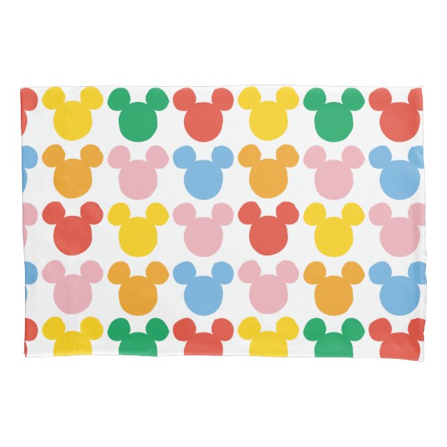 Mickey Mouse | Colourful Repeating Logo Pillowcase (Front)