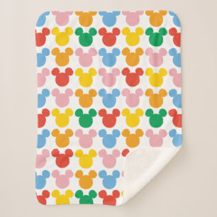 Mickey Mouse   Colourful Repeating Logo Sherpa Blanket